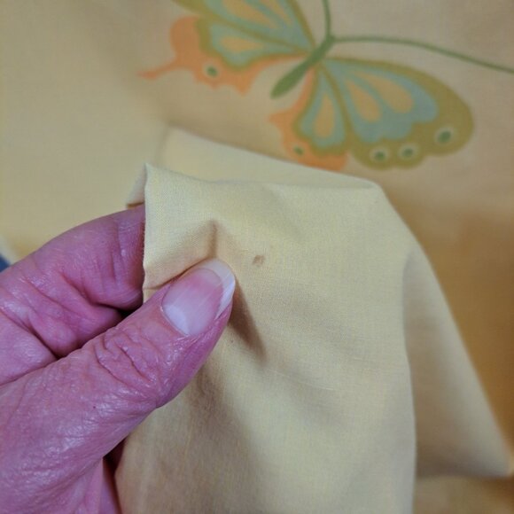 2 Hanae Mori Butterfly Pillowcases Standard Vtg Yellow MCM Retro Hippie 60s 70s - Picture 8 of 11
